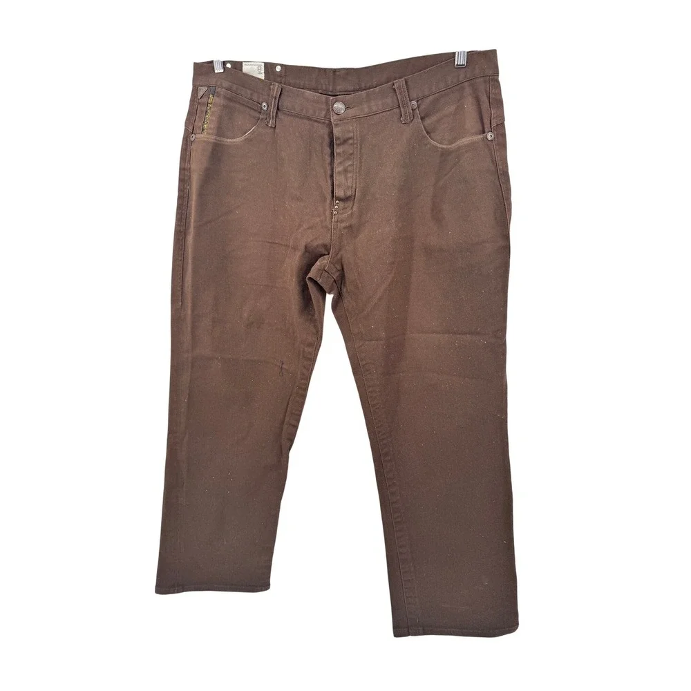 Y2K Parish‎ Brown Jeans 44 Straight Leg Cotton Casual Pants Hip Hop Button Fly